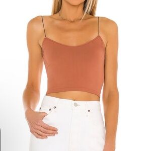 Two (2) Free People Brami Skinny Strap Tanks (White and Copper)